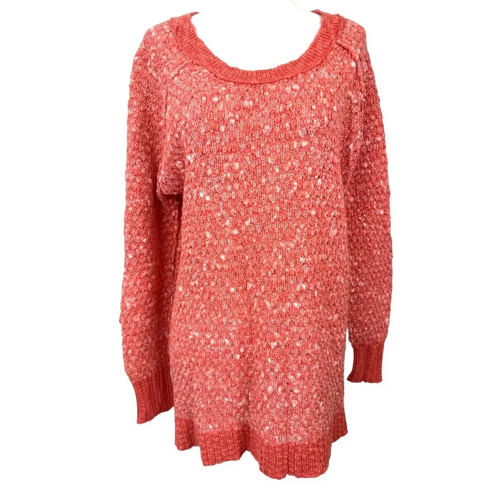 Free People Coral Chunky Knit Sweater Oversized Slouchy Pullover Women’s Small